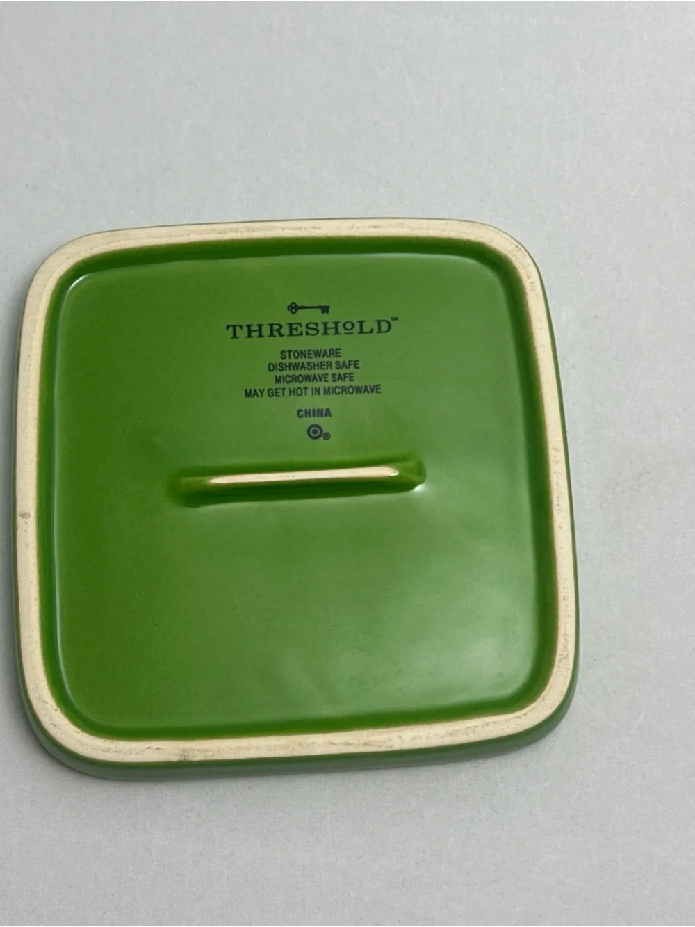 Threshold Green and White Ceramic Butter Dish